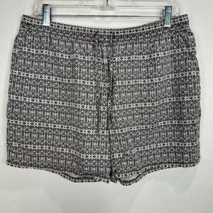 Garnet Hill Easy Tencel Shorts Womens 12 Gray Taupe Geometric Aztec Bohemian